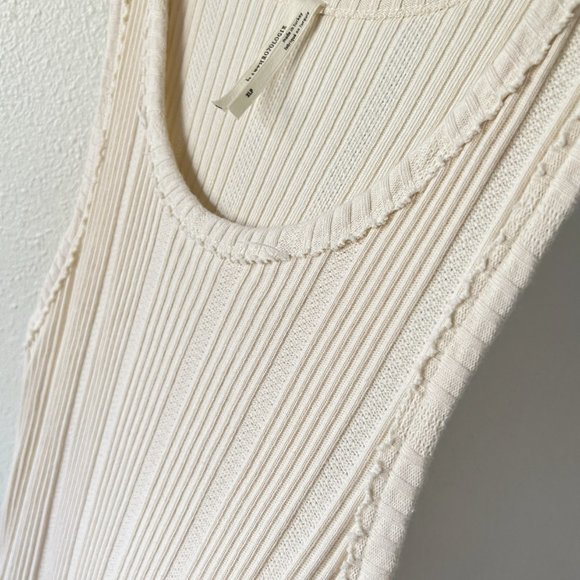 ANTHROPOLOGIE Robin Y2K Classic Casual Ribbed Knit Tank Top Cream Size XLP - Picture 5 of 11
